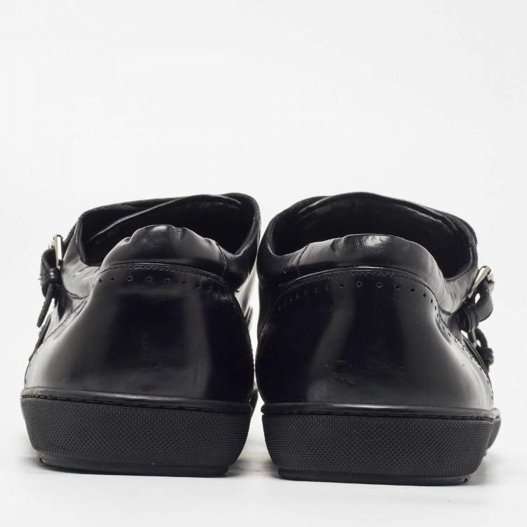 Pre Owned Louis Vuitton Black Leather Monk Strap Loafers Size 46 
