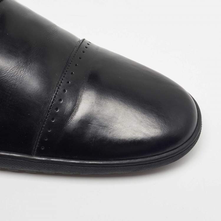 Pre Owned Louis Vuitton Black Leather Monk Strap Loafers Size 46 