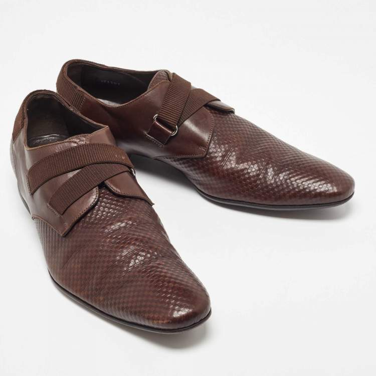 Pre Owned Louis Vuitton Brown Damier Leather Slip On Derby Size 43