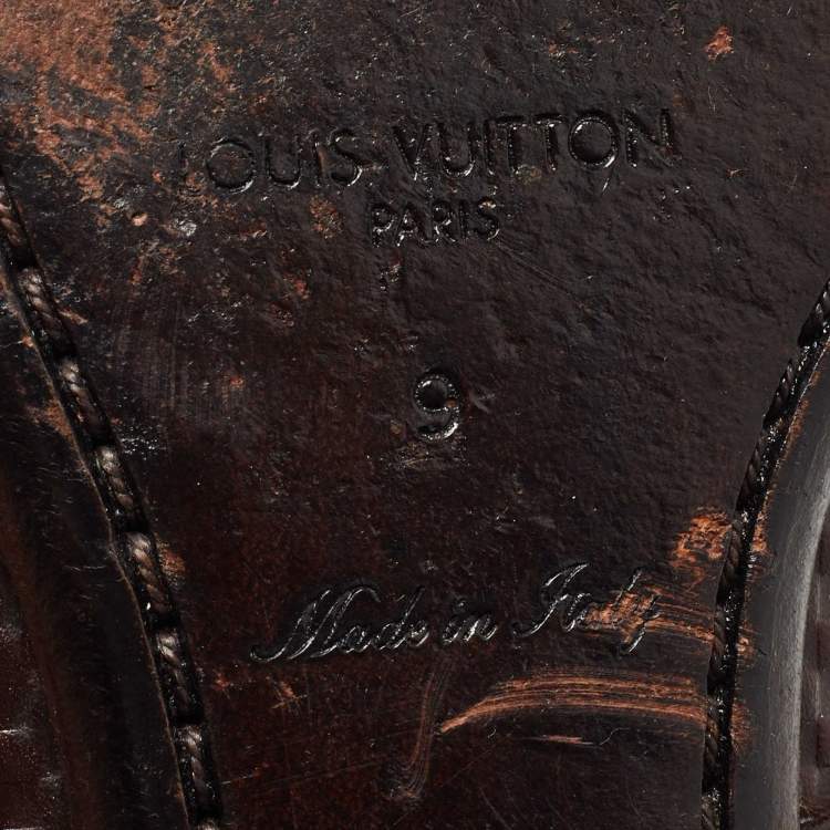 Pre Owned Louis Vuitton Brown Damier Leather Slip On Derby Size 43