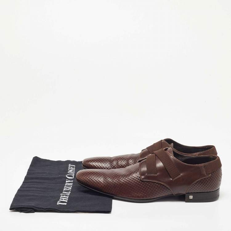 Pre Owned Louis Vuitton Brown Damier Leather Slip On Derby Size 43