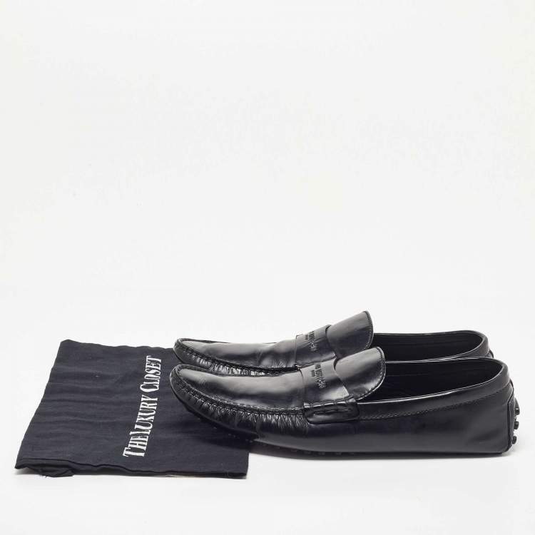 مملوكة مسبقًا Louis Vuitton Black Leather Penny Loafers Size 45