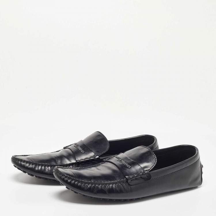 مملوكة مسبقًا Louis Vuitton Black Leather Penny Loafers Size 45