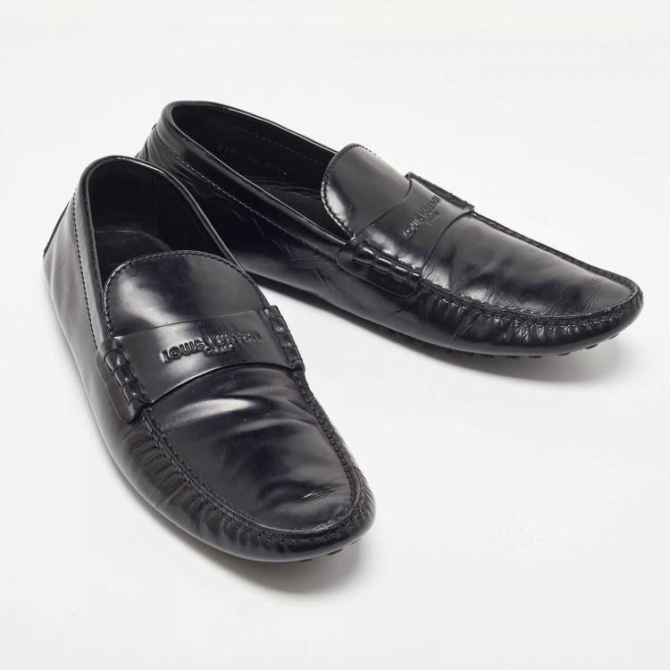 مملوكة مسبقًا Louis Vuitton Black Leather Penny Loafers Size 45