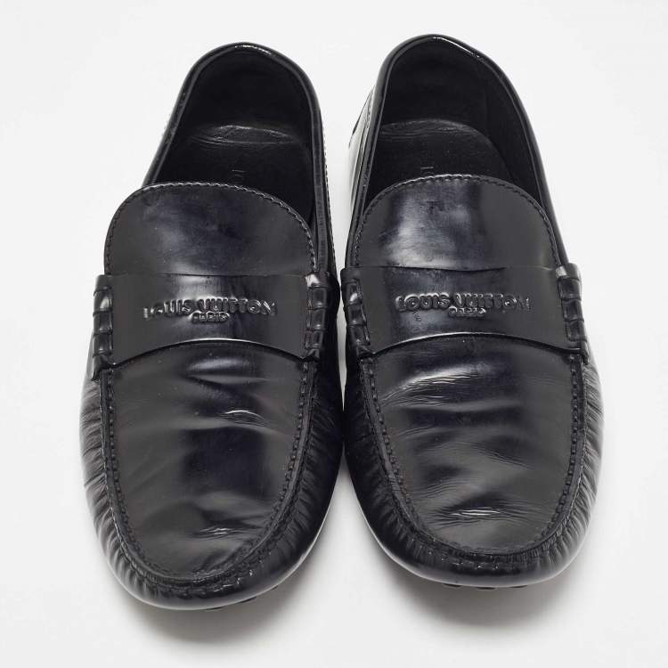 مملوكة مسبقًا Louis Vuitton Black Leather Penny Loafers Size 45
