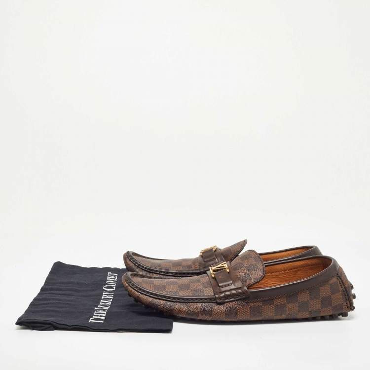 مملوكة مسبقًا Louis Vuitton Brown Damier Canvas Hockenheim Loafers Size 45