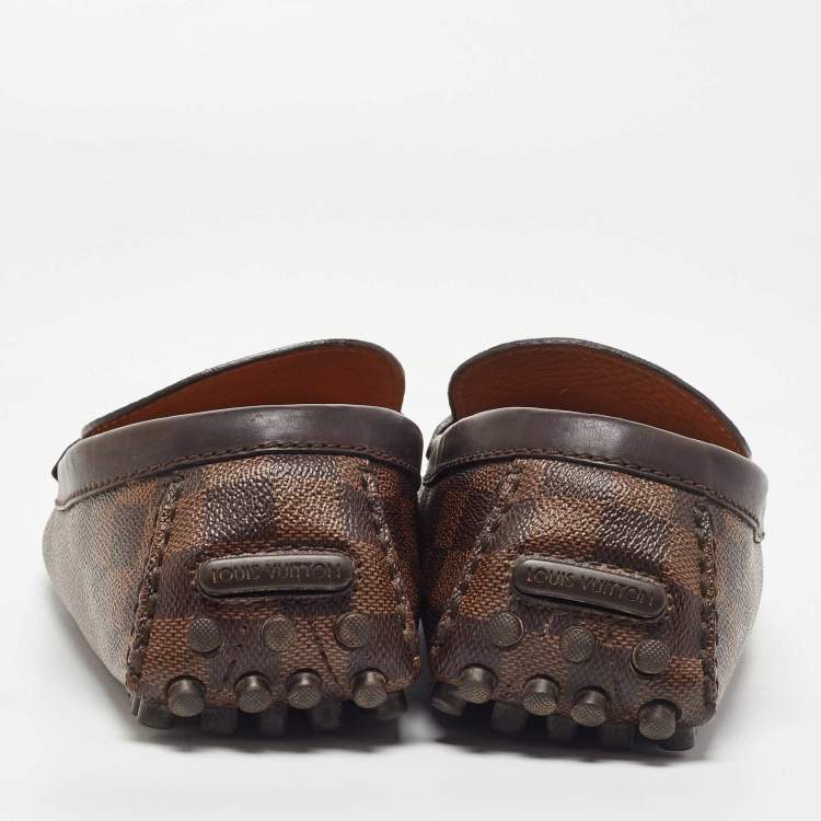 مملوكة مسبقًا Louis Vuitton Brown Damier Canvas Hockenheim Loafers Size 45