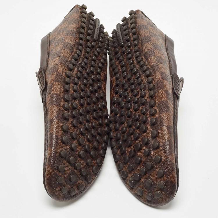مملوكة �مسبقًا Louis Vuitton Brown Damier Canvas Hockenheim Loafers Size 45