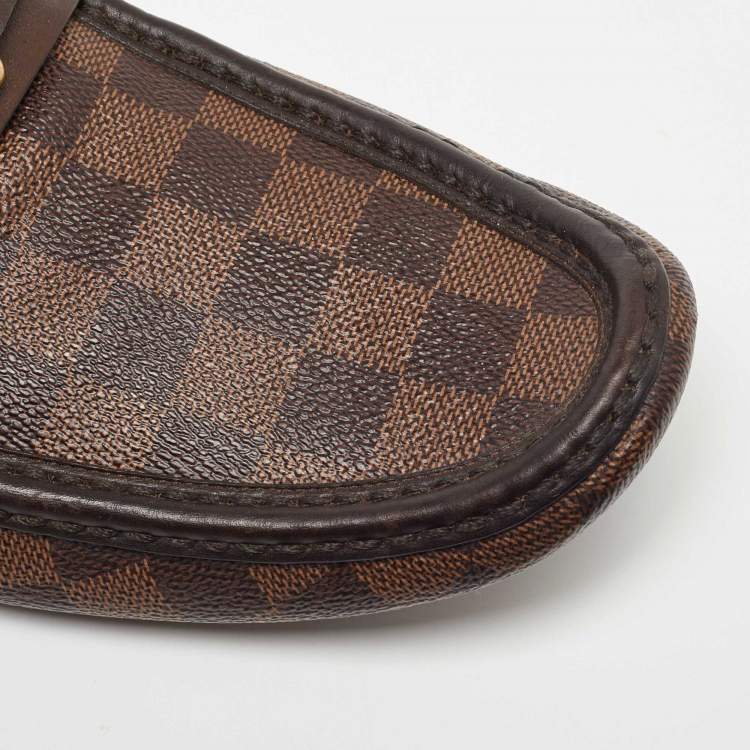 مملوكة مسبقًا Louis Vuitton Brown Damier Canvas Hockenheim Loafers Size 45