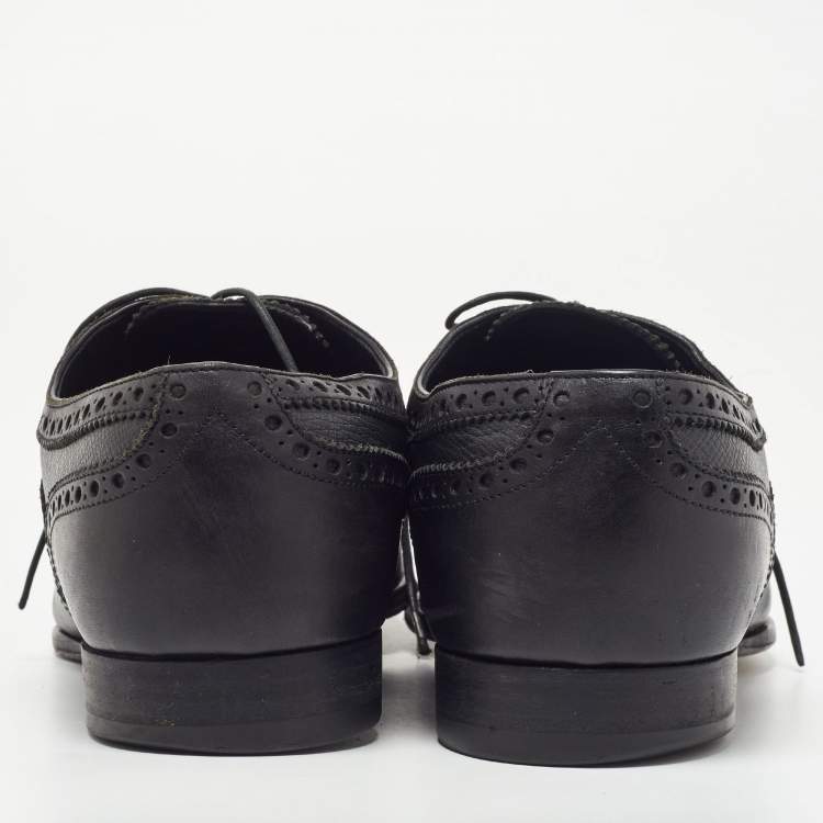 Pre Owned Louis Vuitton Black Brogue Leather Lace Up Oxfords Size 43