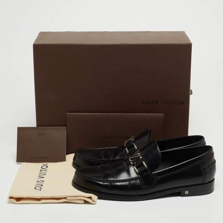 Pre Owned Louis Vuitton Black Glossy Leather Dress Loafers Size 41