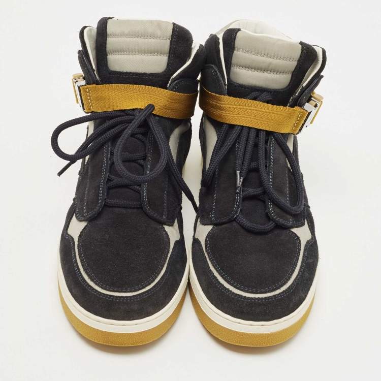 Pre Owned Louis Vuitton Two Tone Suede and Nylon High Top Sneakers Size 40