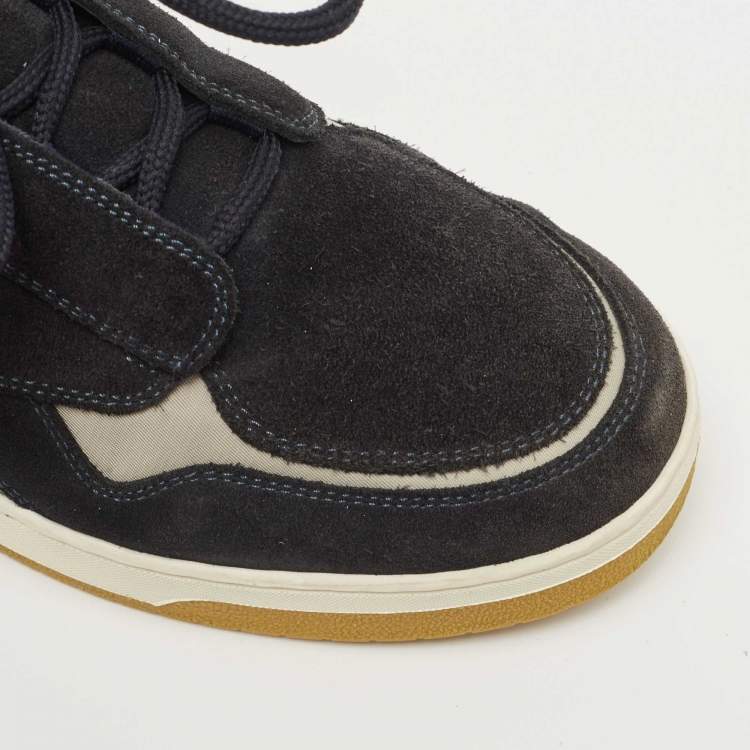 Pre Owned Louis Vuitton Two Tone Suede and Nylon High Top Sneakers Size 40