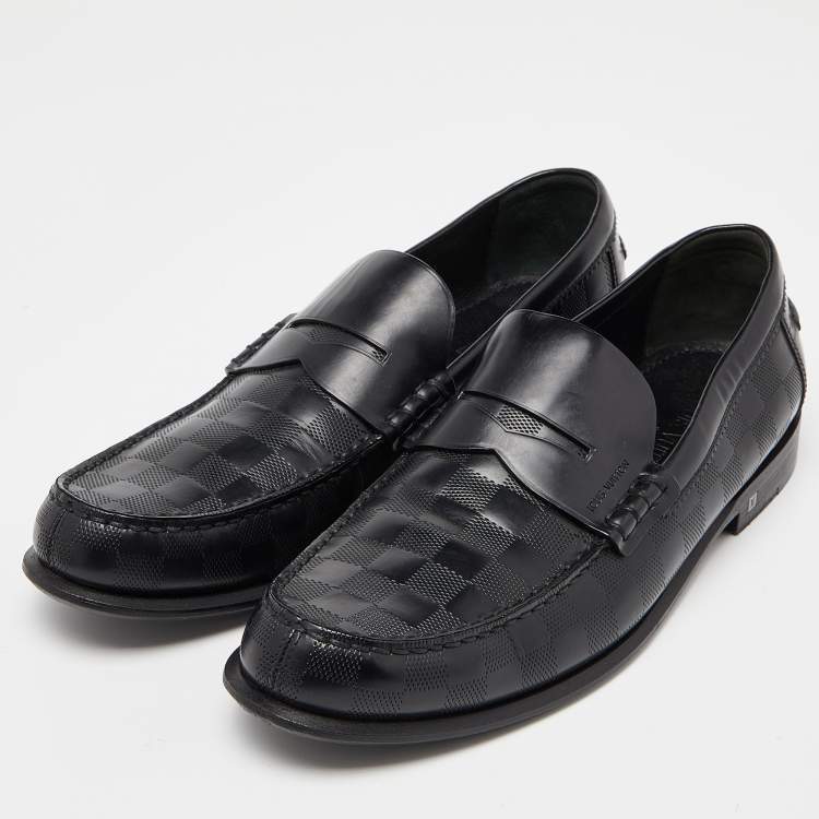 Louis Vuitton Black Leather Damier Embossed Santiago Loafers Size 41 Louis  Vuitton | The Luxury Closet