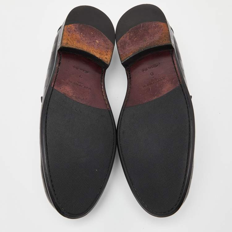 Pre Owned Louis Vuitton Black Damier Infini Leather Santiago Loafers Size 43