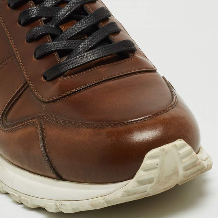 Pre Owned Louis Vuitton Brown Leather Low Top Sneakers Size 41