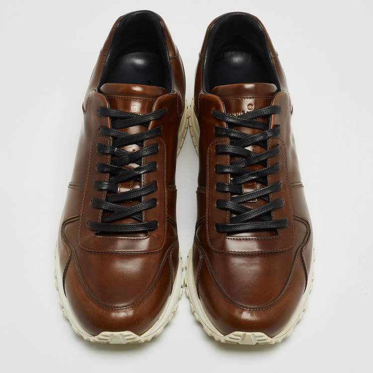 Pre Owned Louis Vuitton Brown Leather Low Top Sneakers Size 41
