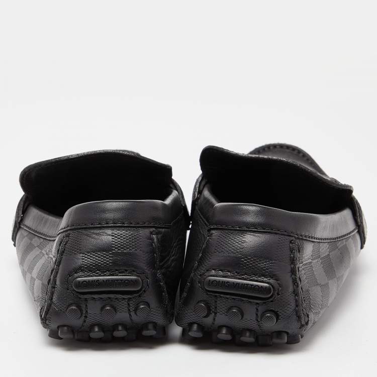 مملوكة مسبقًا Louis Vuitton Black Leather Damier Hockenheim Loafers Size 44