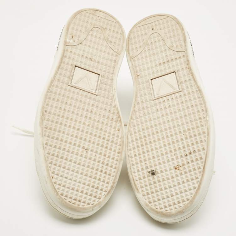 مملوكة مسبقًا Louis Vuitton White Leather Croc Embossed Leather Frontrow Low Top Sneakers Size 43.5