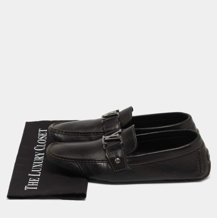 Pre Owned Louis Vuitton Black Leather Monte Carlo Loafers Size 43