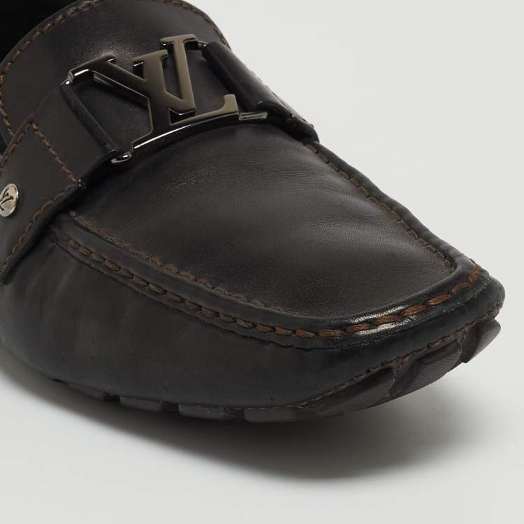 Pre Owned Louis Vuitton Black Leather Monte Carlo Loafers Size 43