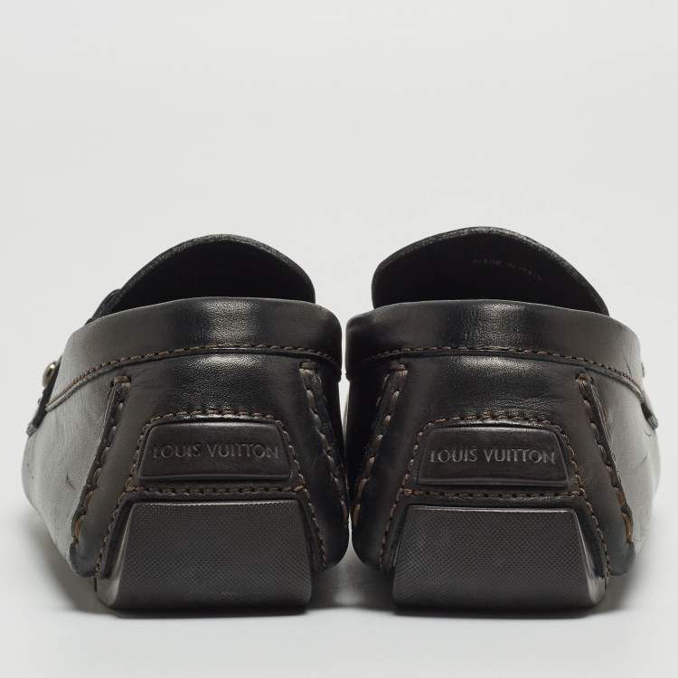 Pre Owned Louis Vuitton Black Leather Monte Carlo Loafers Size 43