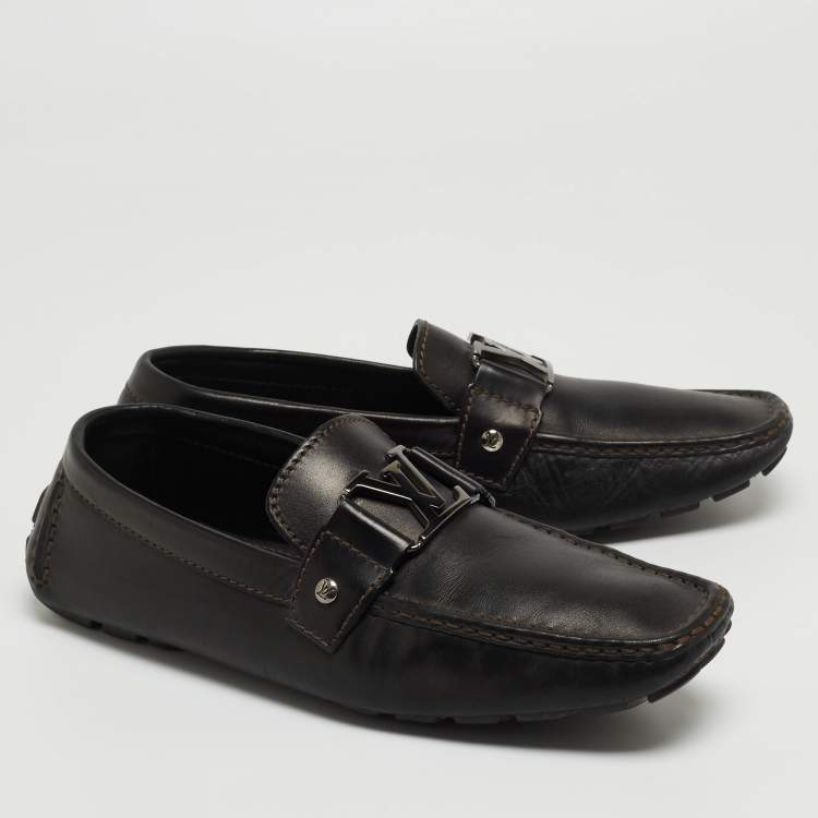 Pre Owned Louis Vuitton Black Leather Monte Carlo Loafers Size 43