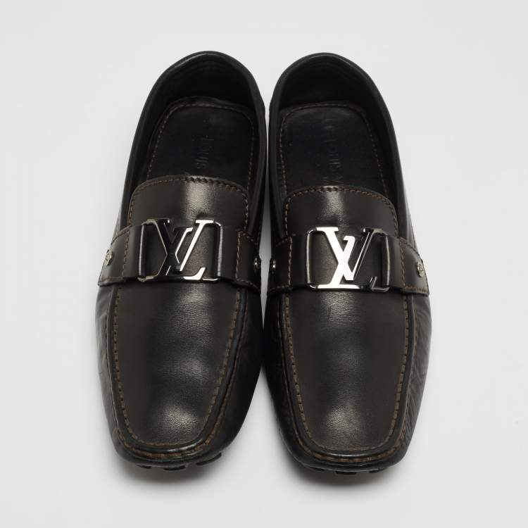 Pre Owned Louis Vuitton Black Leather Monte Carlo Loafers Size 43