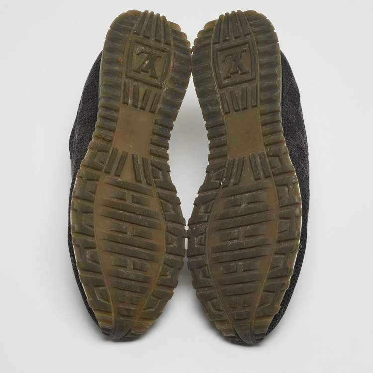 Pre Owned Louis Vuitton Black Damier Knit Fabric And Leather Run Away Low Top Sneakers Size 41.5