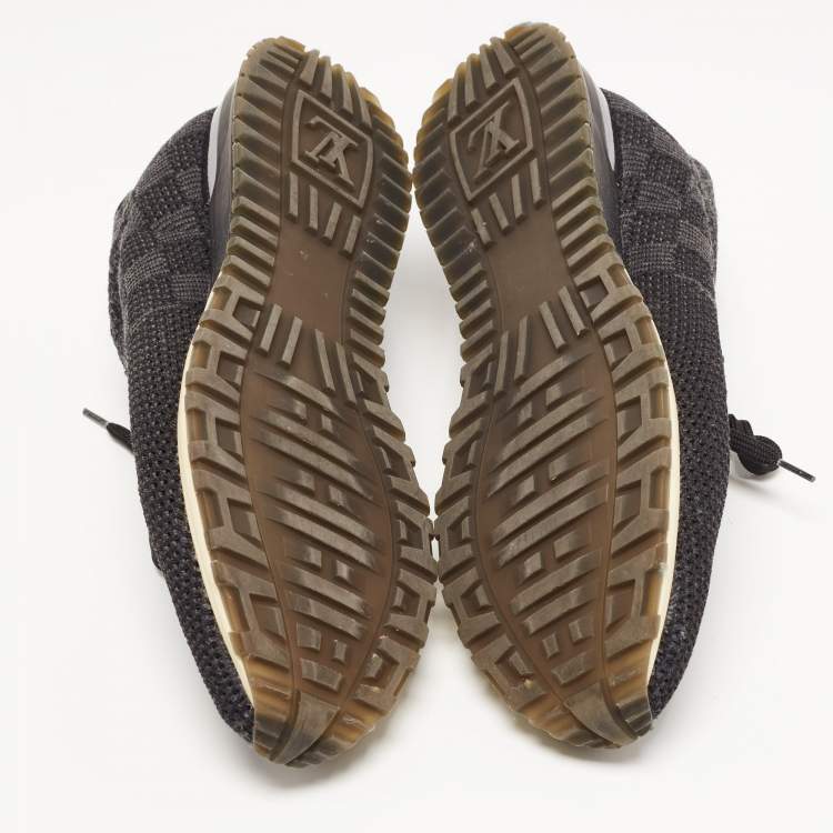 Pre Owned Louis Vuitton Black/Grey Damier Fabric and Leather Run Away Sneakers Size 42