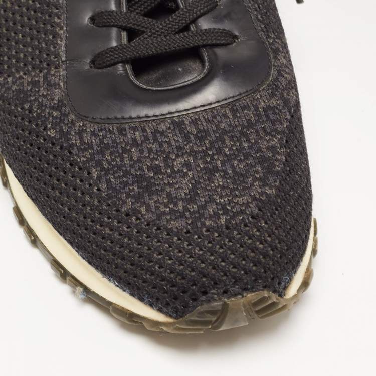 Pre Owned Louis Vuitton Black/Grey Damier Fabric and Leather Run Away Sneakers Size 42