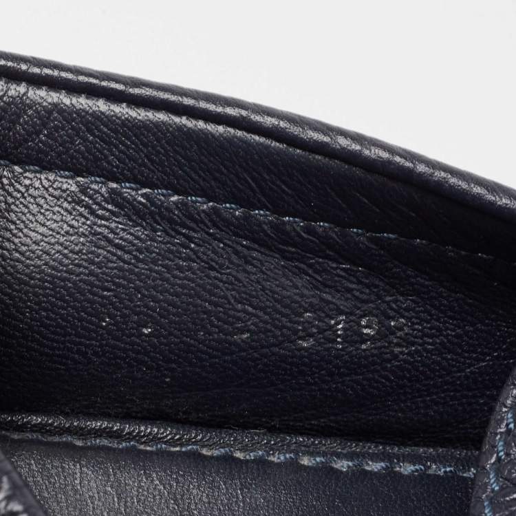 Pre Owned Louis Vuitton Navy Blue Leather Hockenheim Loafers Size 42