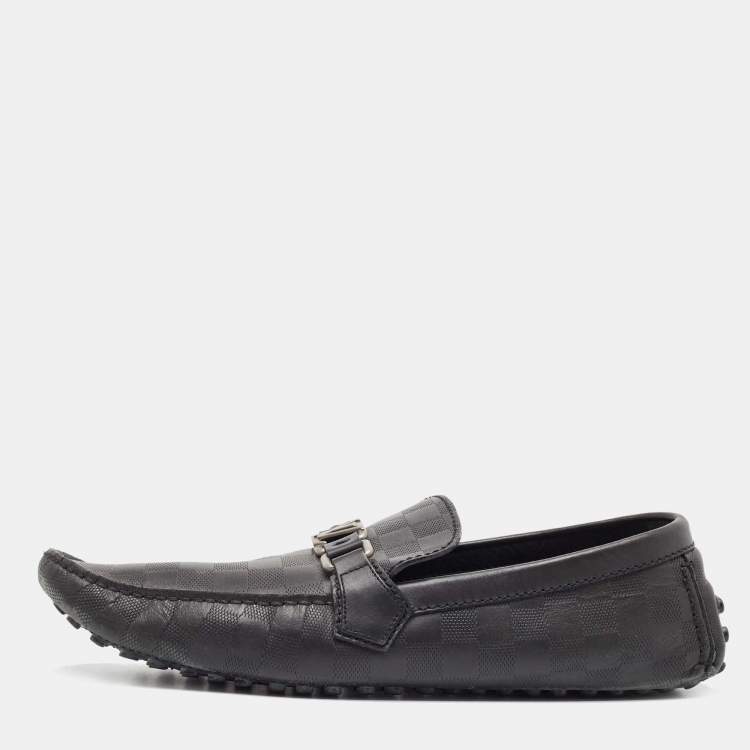 Pre Owned Louis Vuitton Black Damier Infini Leather Hockenheim Slip On Loafers Size 44.5