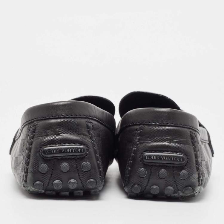 Pre Owned Louis Vuitton Black Damier Infini Leather Hockenheim Slip On Loafers Size 44.5