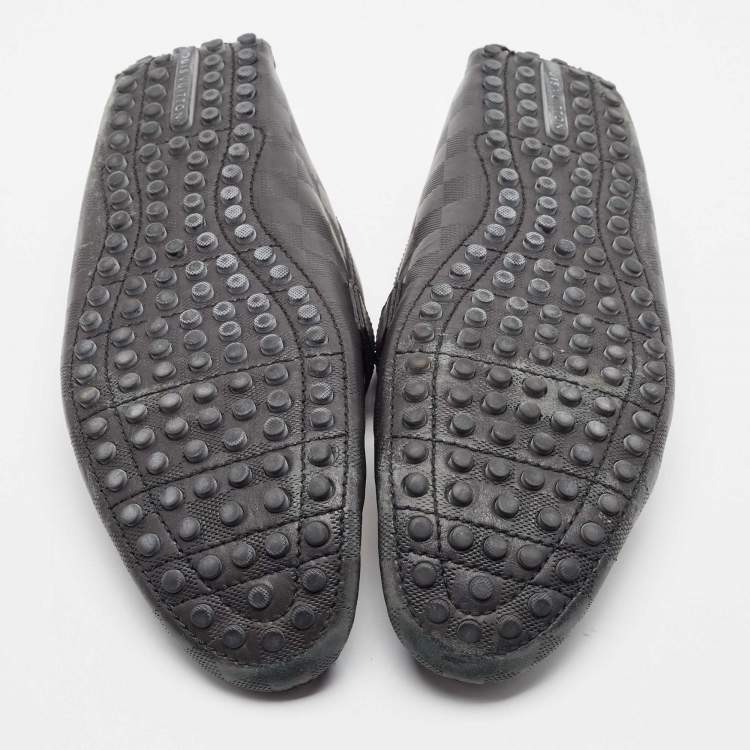 Pre Owned Louis Vuitton Black Damier Infini Leather Hockenheim Slip On Loafers Size 44.5