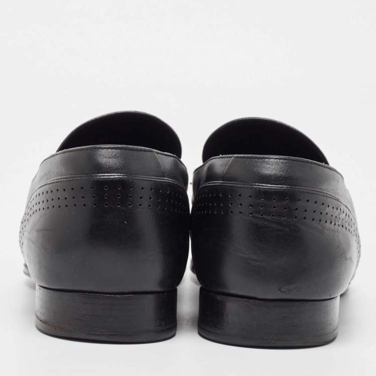 Pre Owned Louis Vuitton Black Leather Slip On Loafers Size 43