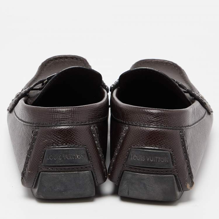 Pre Owned Louis Vuitton Brown Leather Monte Carlo Loafers Size 44