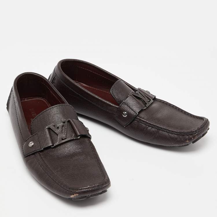 Pre Owned Louis Vuitton Brown Leather Monte Carlo Loafers Size 44