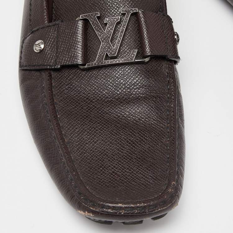 Pre Owned Louis Vuitton Brown Leather Monte Carlo Loafers Size 44