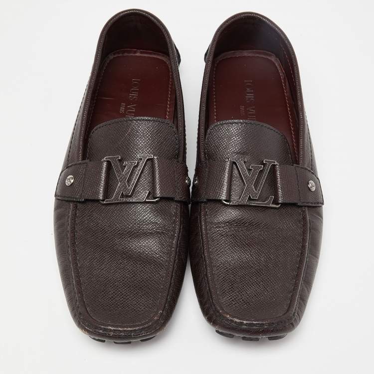Pre Owned Louis Vuitton Brown Leather Monte Carlo Loafers Size 44