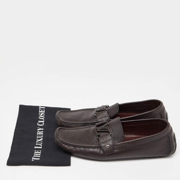 Pre Owned Louis Vuitton Brown Leather Monte Carlo Loafers Size 44