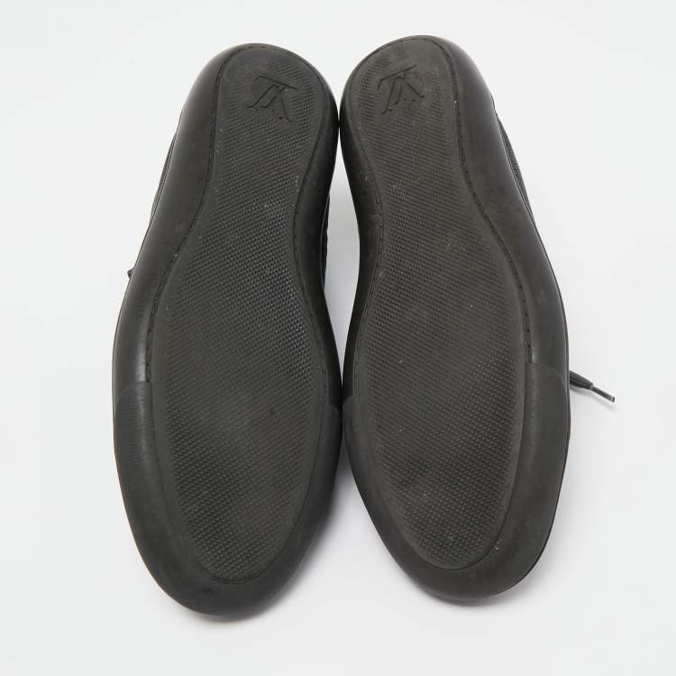 مملوكة مسبقًا Louis Vuitton Black Leather and Damier Ebene Neoprene Low Top Sneakers Size 42