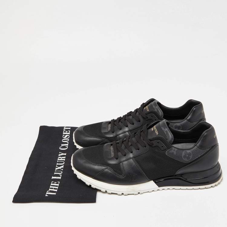 Pre Owned Louis Vuitton Black Leather and Mesh Run Away Sneakers Size 41.5