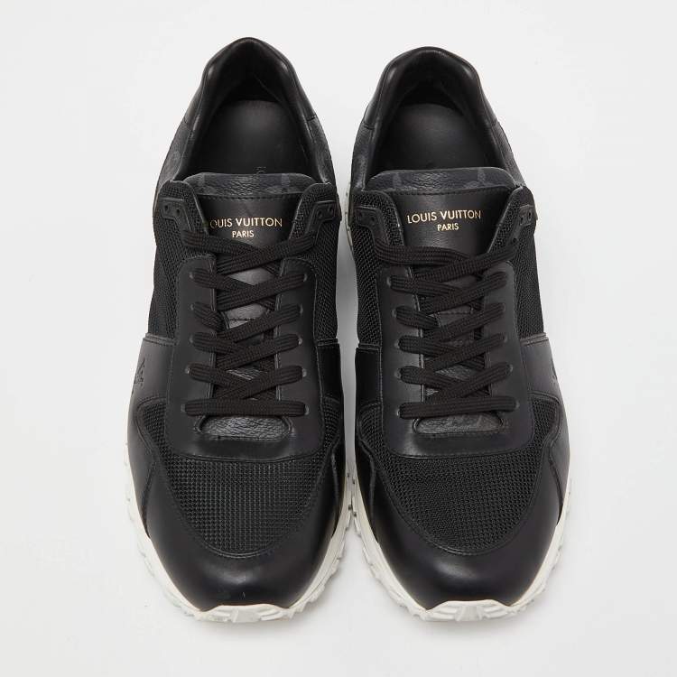 Pre Owned Louis Vuitton Black Leather and Mesh Run Away Sneakers Size 41.5
