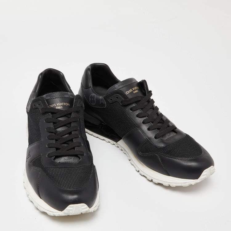 Pre Owned Louis Vuitton Black Leather and Mesh Run Away Sneakers Size 41.5