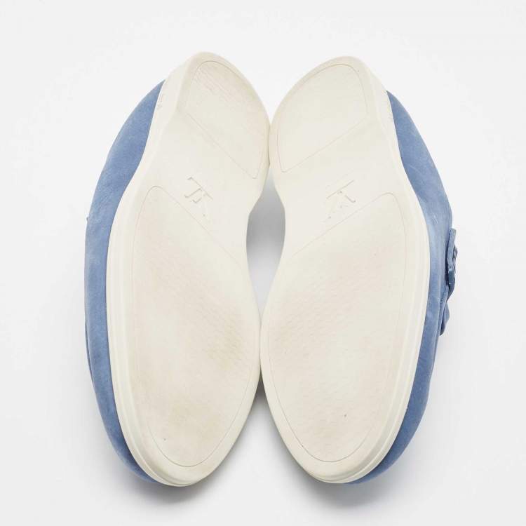Pre Owned Louis Vuitton Blue Nubuck Leather Estate Loafers Size 42