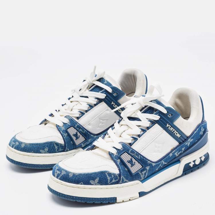 Louis Vuitton Blue/White Demin And Leather Trainer Low Top Sneakers Size 41 Louis  Vuitton