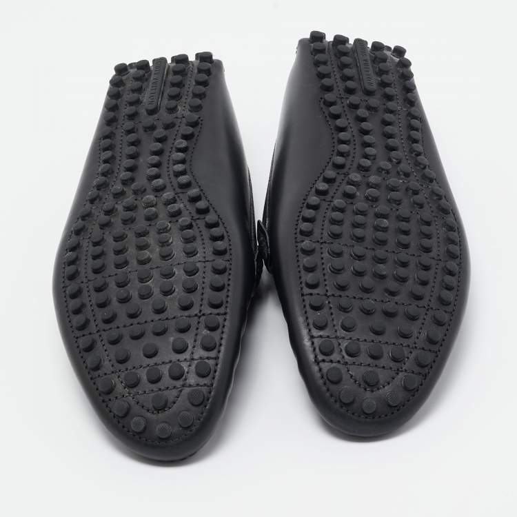 Pre Owned Louis Vuitton Black Leather Hockenheim Loafers Size 43.5 
