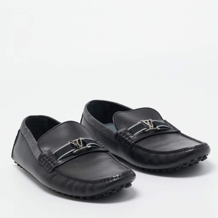 Pre Owned Louis Vuitton Black Leather Hockenheim Loafers Size 43.5 