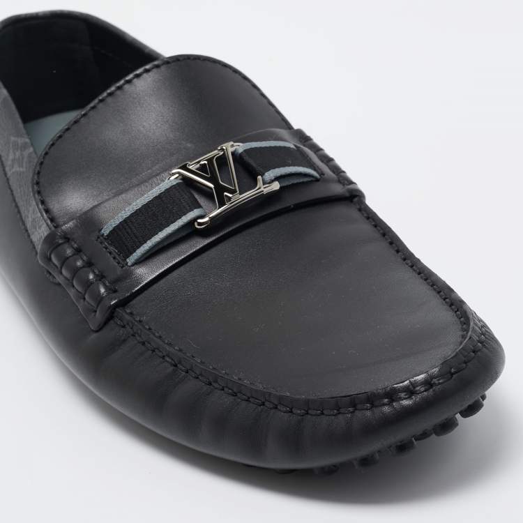 Pre Owned Louis Vuitton Black Leather Hockenheim Loafers Size 43.5 